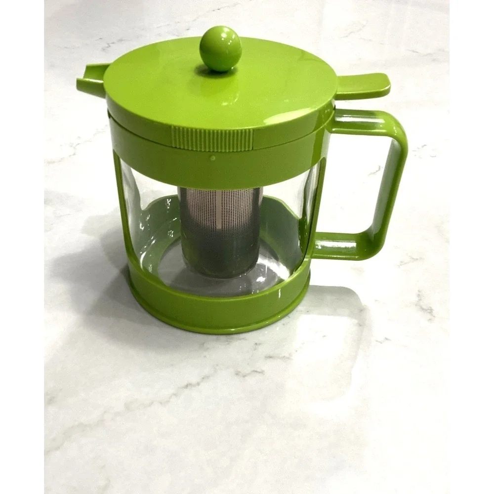 Bodum Bean Tea Press 34oz Tea Infuser Green With Glass And Plastic Exterior